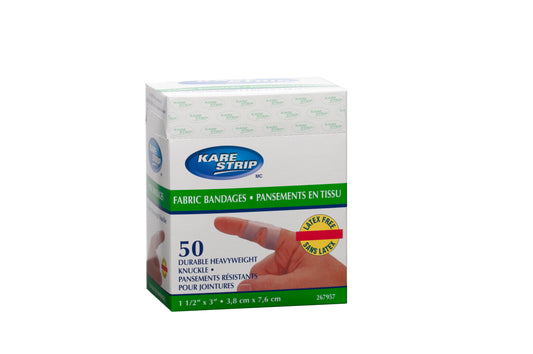 Kare Strip™ Elastic Fabric Knuckle Bandage - 4.4 x 7.5 cm - Latex-Free - Box of 50 - Perfect for Professional and Personal Care